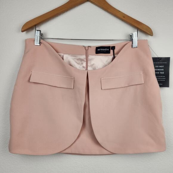 Retrofete Amaka Mini Skirt in Dusty Peach Pink Size Large NWT - Picture 3 of 7